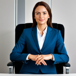 **

A professional businesswoman in a modest business suit, sitting at a desk in a modern office, fully clothed, appropriate attire, safe for work, perfect anatomy, natural proportions, professional photography, high quality.

**