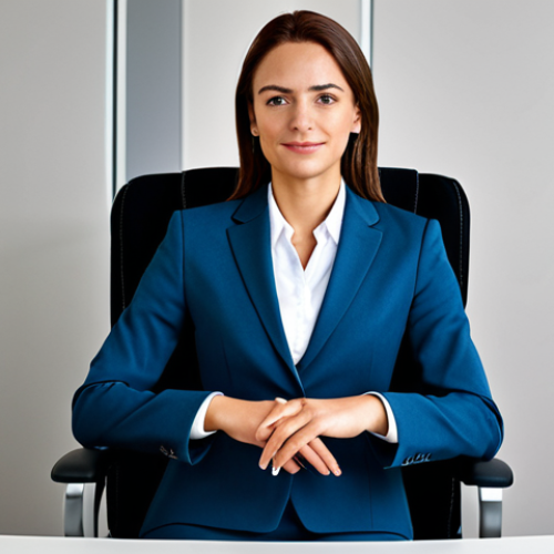 Home 14 **
A professional businesswoman in a modest business suit, sitting at a desk in a modern office, fully clothed, appropriate attire, safe for work, perfect anatomy, natural proportions, professional photography, high quality.
**