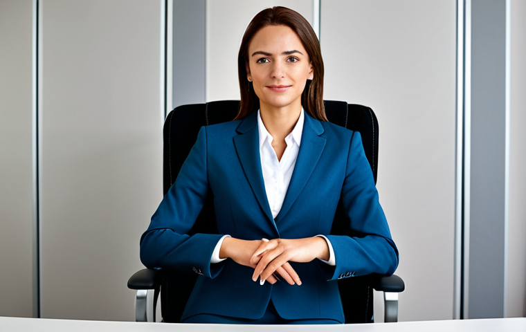 **
A professional businesswoman in a modest business suit, sitting at a desk in a modern office, fully clothed, appropriate attire, safe for work, perfect anatomy, natural proportions, professional photography, high quality.
**