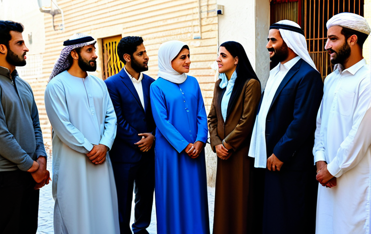 Community Empowerment**

"A group of diverse, fully clothed individuals (men, women, and youth) participating in a community meeting in a vibrant, colorful neighborhood in a Middle Eastern city, appropriate attire, discussing local issues, safe for work, perfect anatomy, natural proportions, professional photo, community empowerment, modest dress."

**