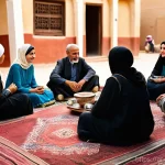 참여형 연구의 커뮤니케이션 전략 - **Prompt 1: "Community Engagement and Empathetic Listening in an Arab Village"**
    A wide shot cap...