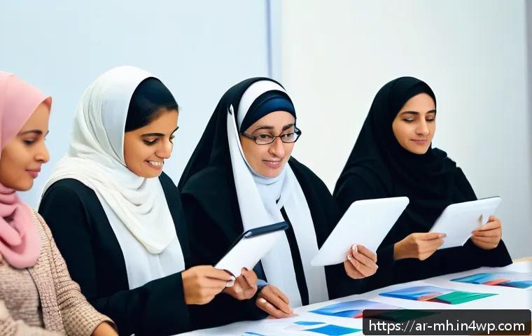 참여형 연구 방법론에서의 데이터 품질 관리 - A diverse group of Arabic-speaking community participants attentively engaged in a comprehensive tra...